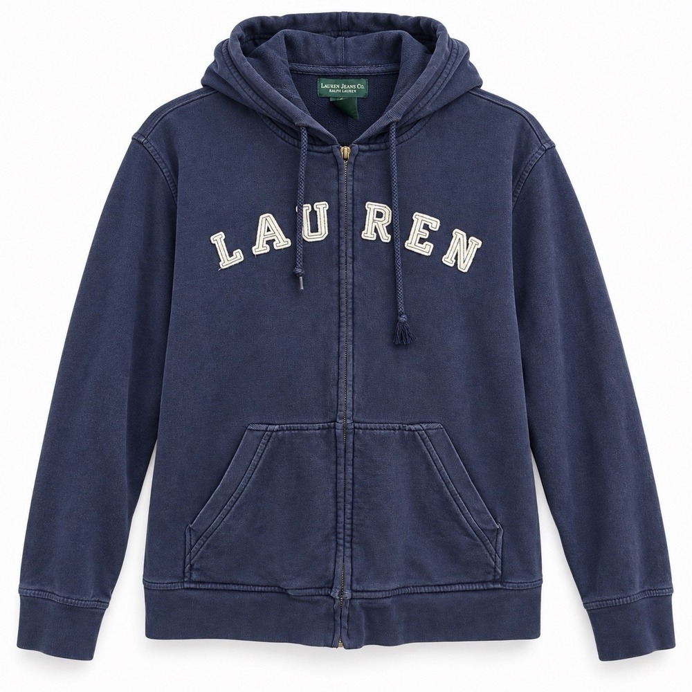 Vtg Lauren Jeans Co Ralph Lauren Full Zip Hooded Sweatshirt L Navy Classic